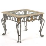 Wrought Iron and Marble Side Table