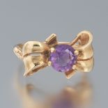 Retro Gold and Amethyst Bow Ring