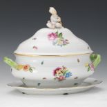 Herend Porcelain large Tureen with Lid and Under Plate, "Printemps" Pattern