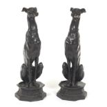 Pair of Bronze Greyhound Sculptures