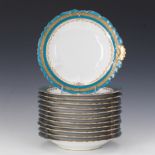 Twelve Antique Charles Ahrenfeldt Limoges Porcelain Oyster Dishes, for Richard Briggs Co. Boston