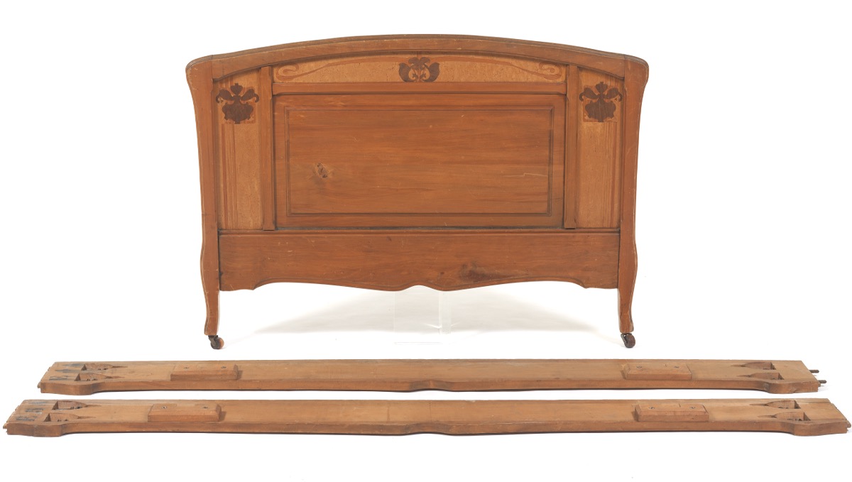 Art Nouveau Carved Wood Bed, ca.1900s - Image 4 of 9