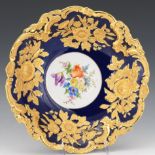 Meissen Porcelain Gold and Cobalt Blue Hand Painted Centerpiece Bowl