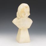 Carved Alabaster Girl Wearing Head Scarf Bust