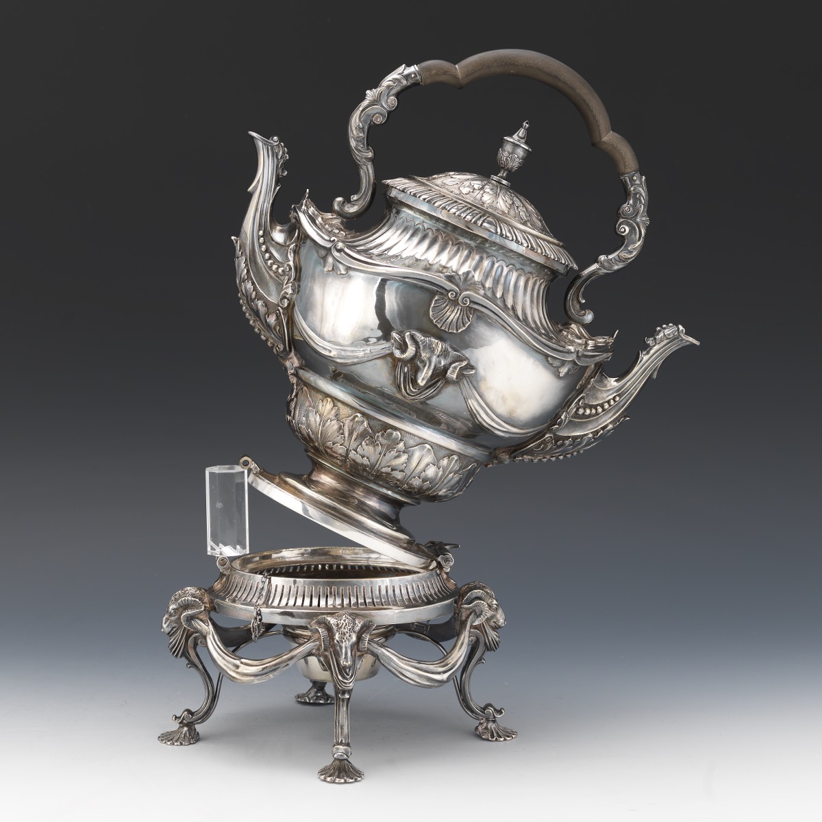 Impressive Sheffield Silver Plated Double Spout Tilted Hot Water Kettle, ca. late 19th Century - Image 6 of 9