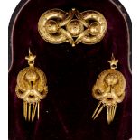 ANTIQUE VICTORIAN BROOCH AND PAIR OF EARRINGS