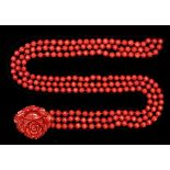 VAN CLEEF & ARPELS, IMPORTANT CARVED CORAL AND CORAL NECKLACE