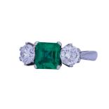 1.33 ct. COLOMBIAN EMERALD AND DIAMOND RING