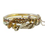 RARE ENAMELED DOUBLE SNAKE BANGLE