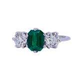 COLOMBIAN EMERALD AND DIAMOND RING