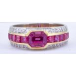 KERN, PINK SAPPHIRE, RUBY AND DIAMOND RING