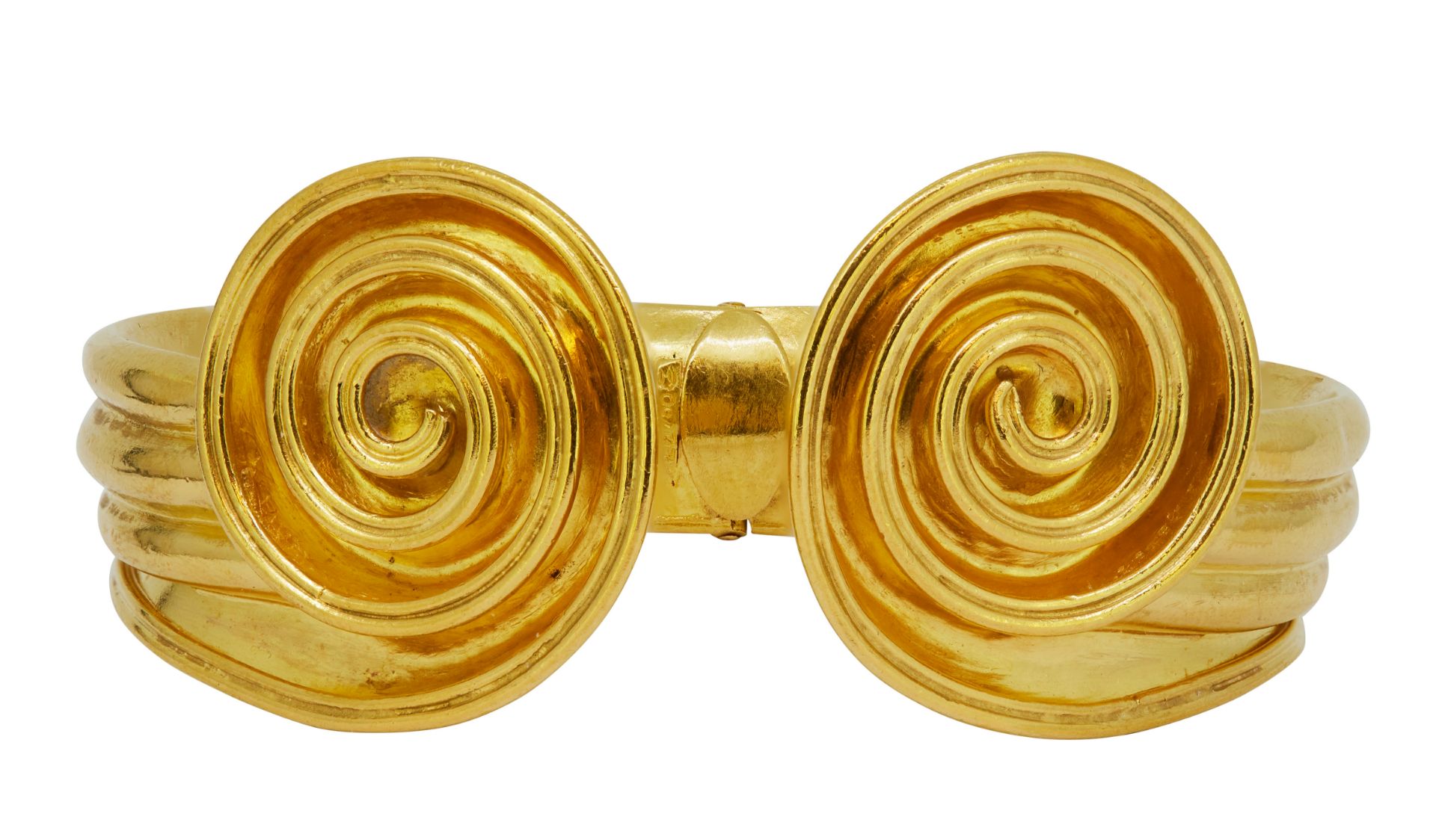 ILIAS LALAOUNIS, GOLD SCROLLING BANGLE