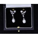 ANTIQUE VICTORIAN PAIR OF FLORAL DIAMOND DROP EARRINGS