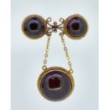 ANTIQUE VICTORIAN GARNET DROP BROOCH