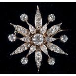 ANTIQUE DIAMOND FLOWER HEAD BROOCH