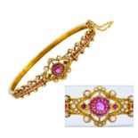 ANTIQUE VICTORIAN RUBY AND PEARL BANGLE
