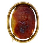 IMPORTANT ANTIQUE HARDSTONE CAMEO BROOCH