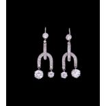 PAIR OF DIAMOND DROP EARRINGS