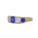 SAPPHIRE AND DIAMOND 5-STONE RING