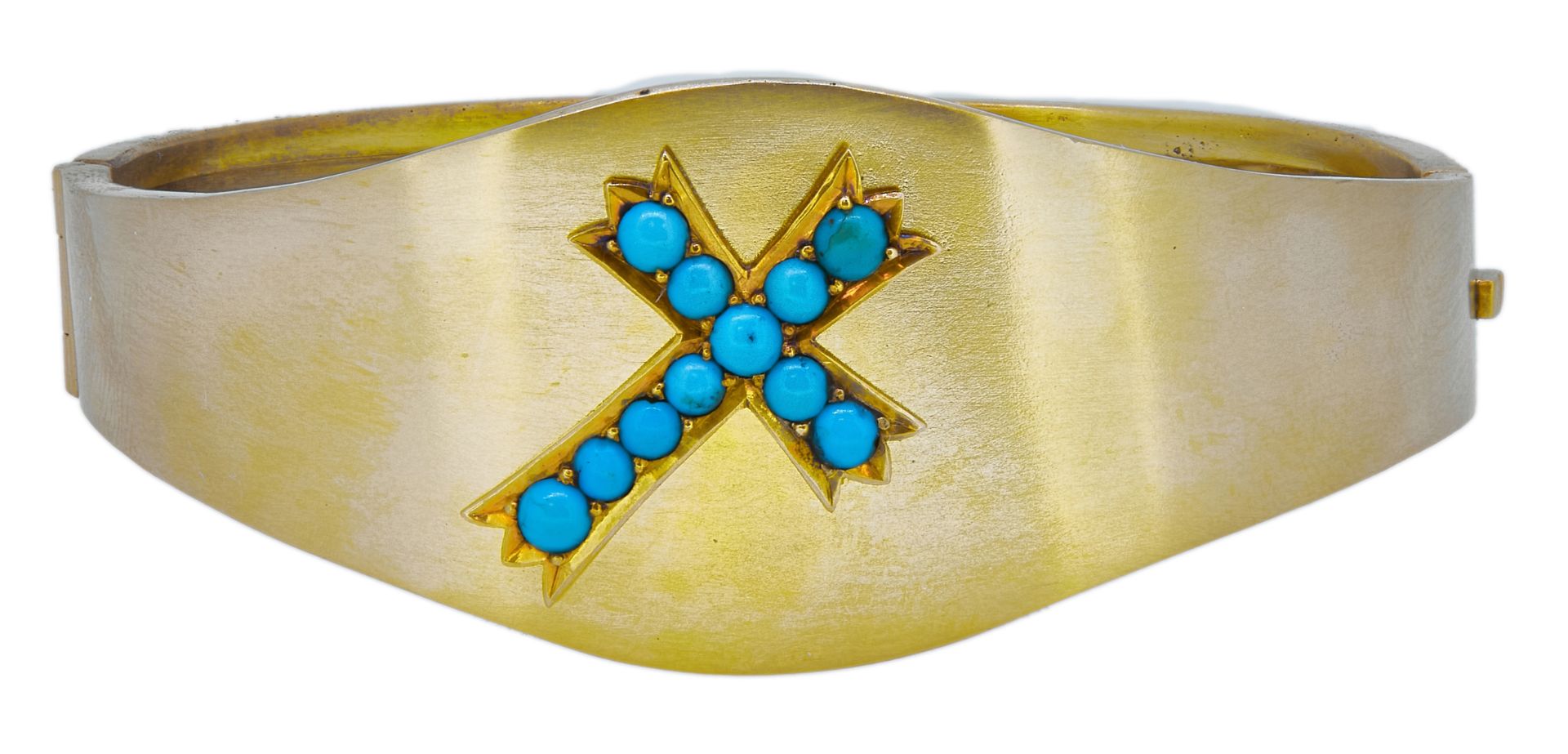 BANGLE WITH TURQUOISE SET CROSS