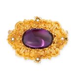 ANTIQUE VICTORIAN GARNET AND PEARL BROOCH,