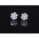 PAIR OF DIAMOND CLUSTER EARRINGS