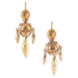 ANTIQUE PAIR OF ETRUSCAN REVIVAL TASSLE DROP EARRINGS