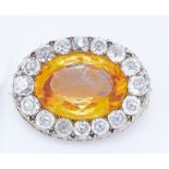 IMPORTANT NATURAL TOPAZ AND DIAMOND BROOCH