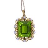 ANTIQUE PERIDOT AND SEED PEARL PENDANT