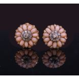 ANTIQUE PAIR OF CORAL AND DIAMOND EARRINGS