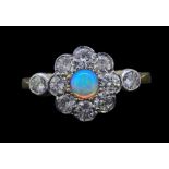 OPAL AND DIAMOND CLUSTER RING