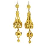 IMPORTANT PAIR OF ANTIQUE VICTORIAN LARGE DROP EARRINGS
