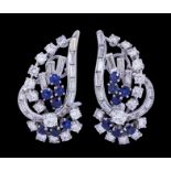 BOUCHERON PARIS, PAIR OF DIAMOND AND SAPPHIRE EARRINGS