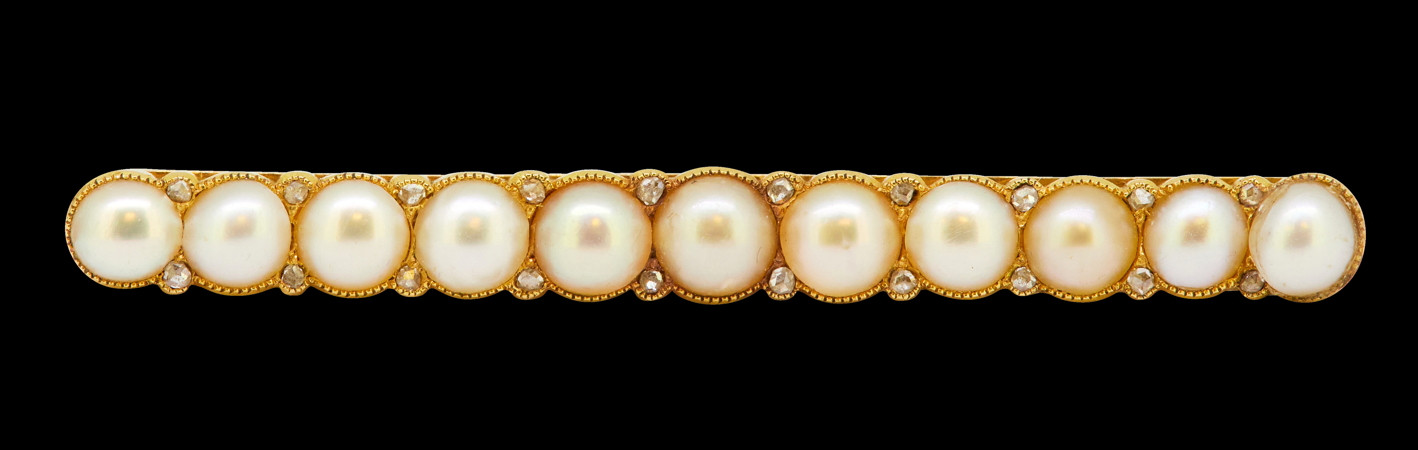 PEARL AND DIAMOND BAR BROOCH