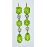 IMPORTANT ANTIQUE PAIR OF PERIDOT AND DIAMOND DROP EARRINGS