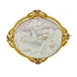 CARVED SHELL CAMEO BROOCH