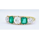 EMERALD AND DIAMOND 5-STONE RING