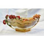 R. GRASSI MILANO, IMPORTANT 18-ct GOLD, AGATE, ENAMEL AND CORAL BOWL.