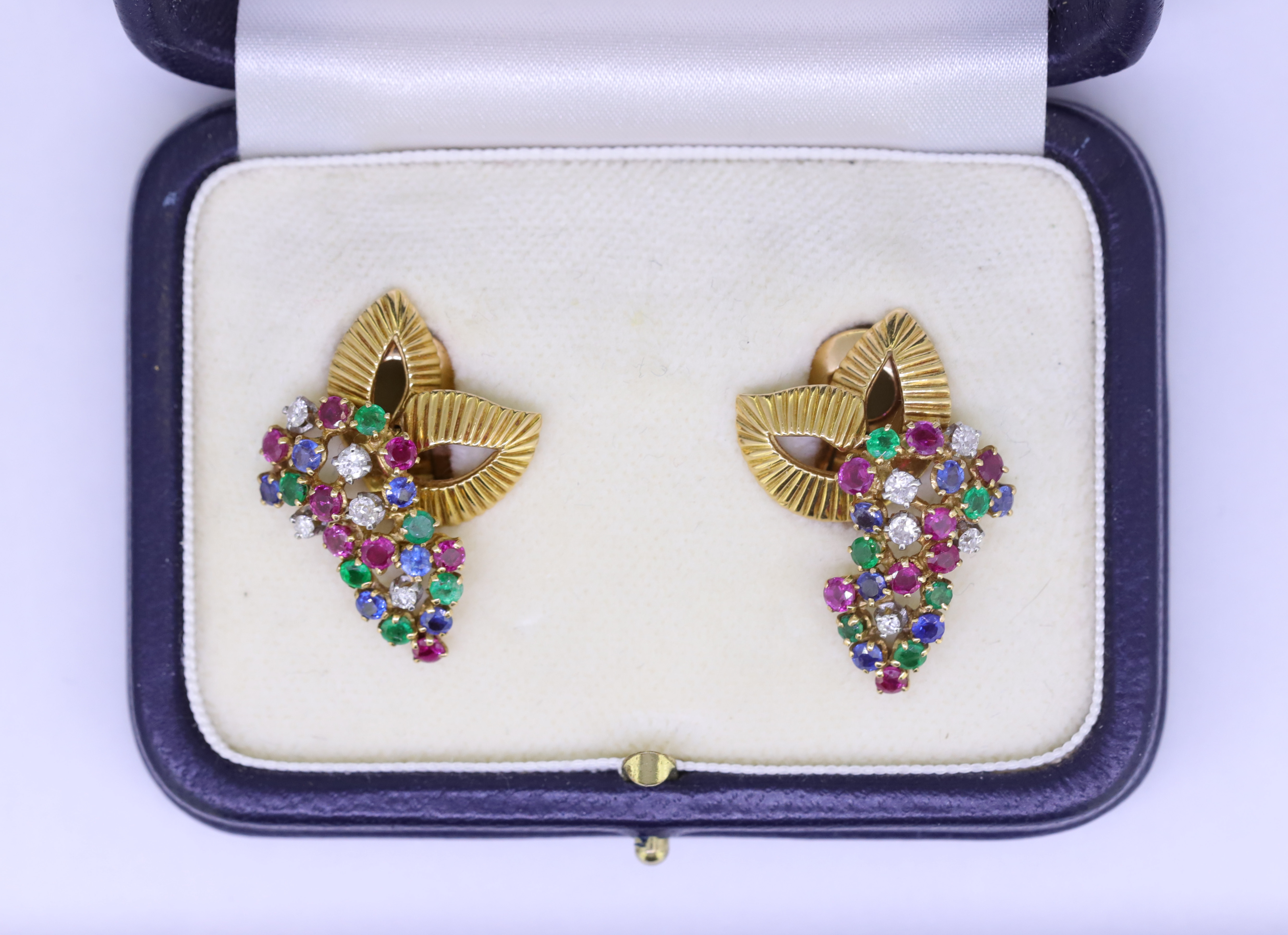 BOUCHERON, EMERALD, RUBY, SAPPHIRE AND DIAMOND PAIR OF EARRINGS - Image 3 of 3