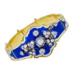 IMPORTANT ANTIQUE VICTORIAN DIAMOND AND ENAMEL BANGLE