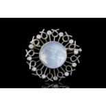 MOONSTONE AND DIAMOND MAN IN THE MOON BROOCH