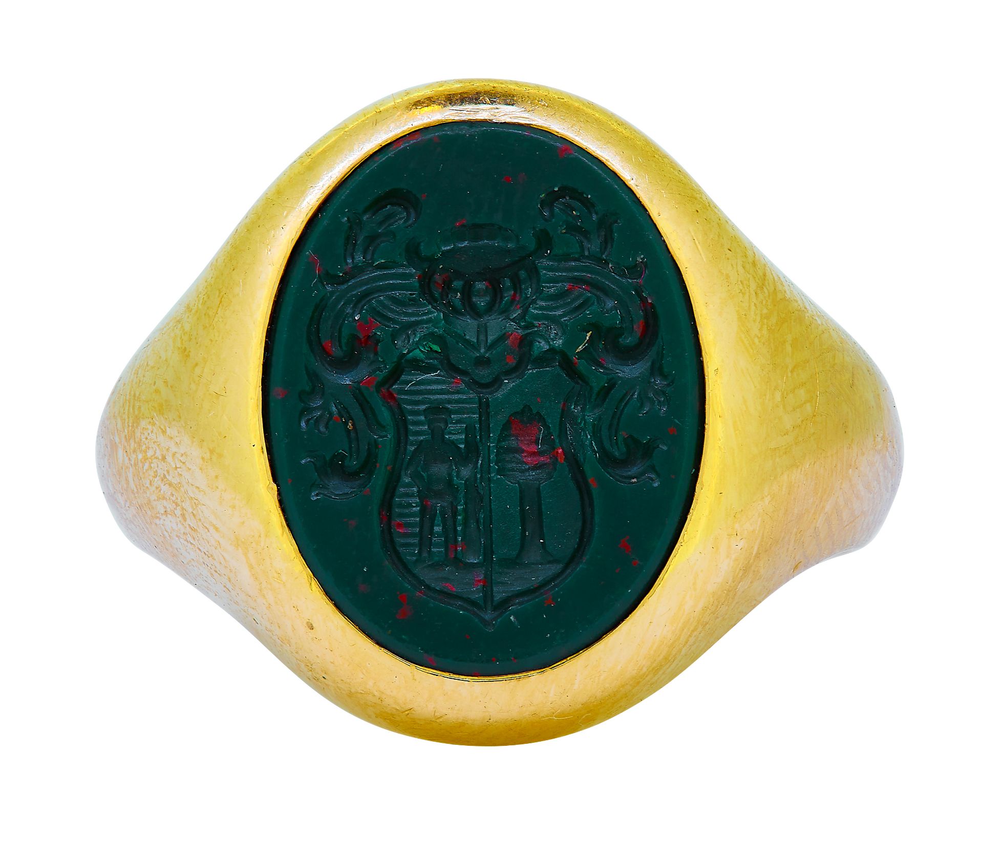 CARVED BLOODSTONE INTAGLIO RING