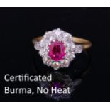 ANTIQUE PINK SAPPHIRE AND DIAMOND CLUSTER RING