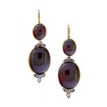 ANTIQUE PAIR OF GARNET AND DIAMOND DROP EARRINGS