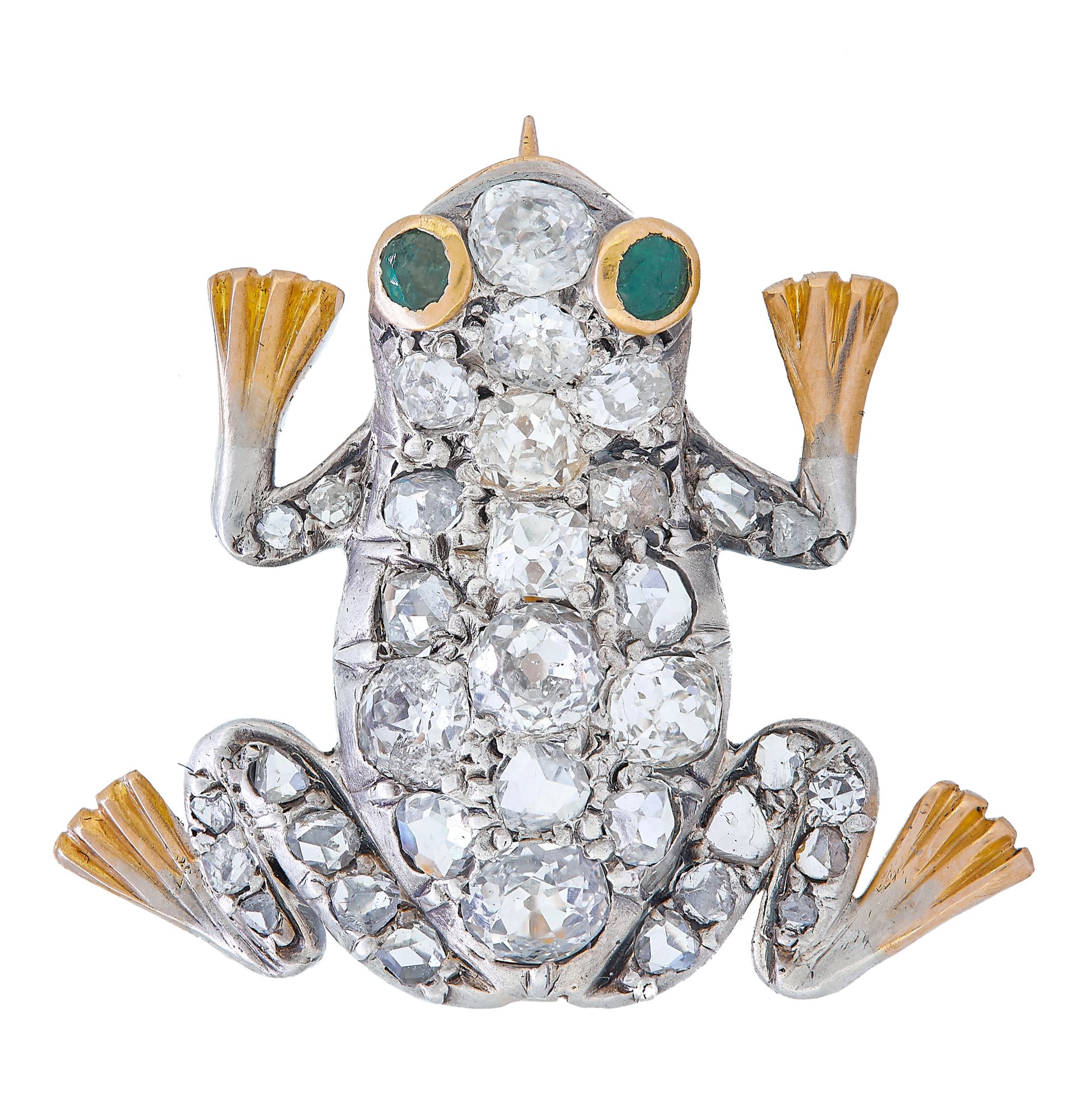 A DIAMOND SET FROG BROOCH