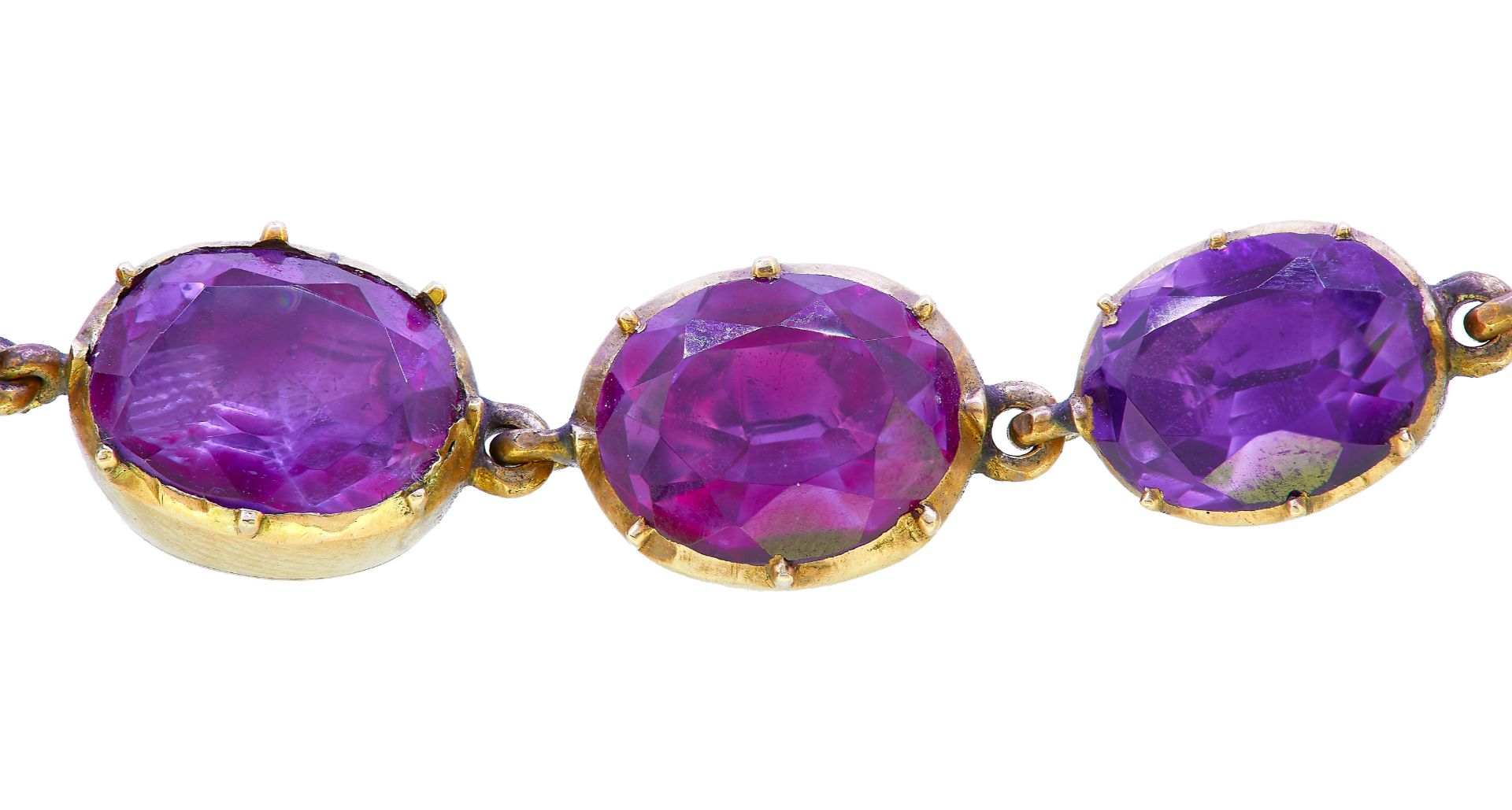 ANTIQUE PAIR OF GEORGIAN FOILED BACK AMETHYST BRACELETS - Image 2 of 3