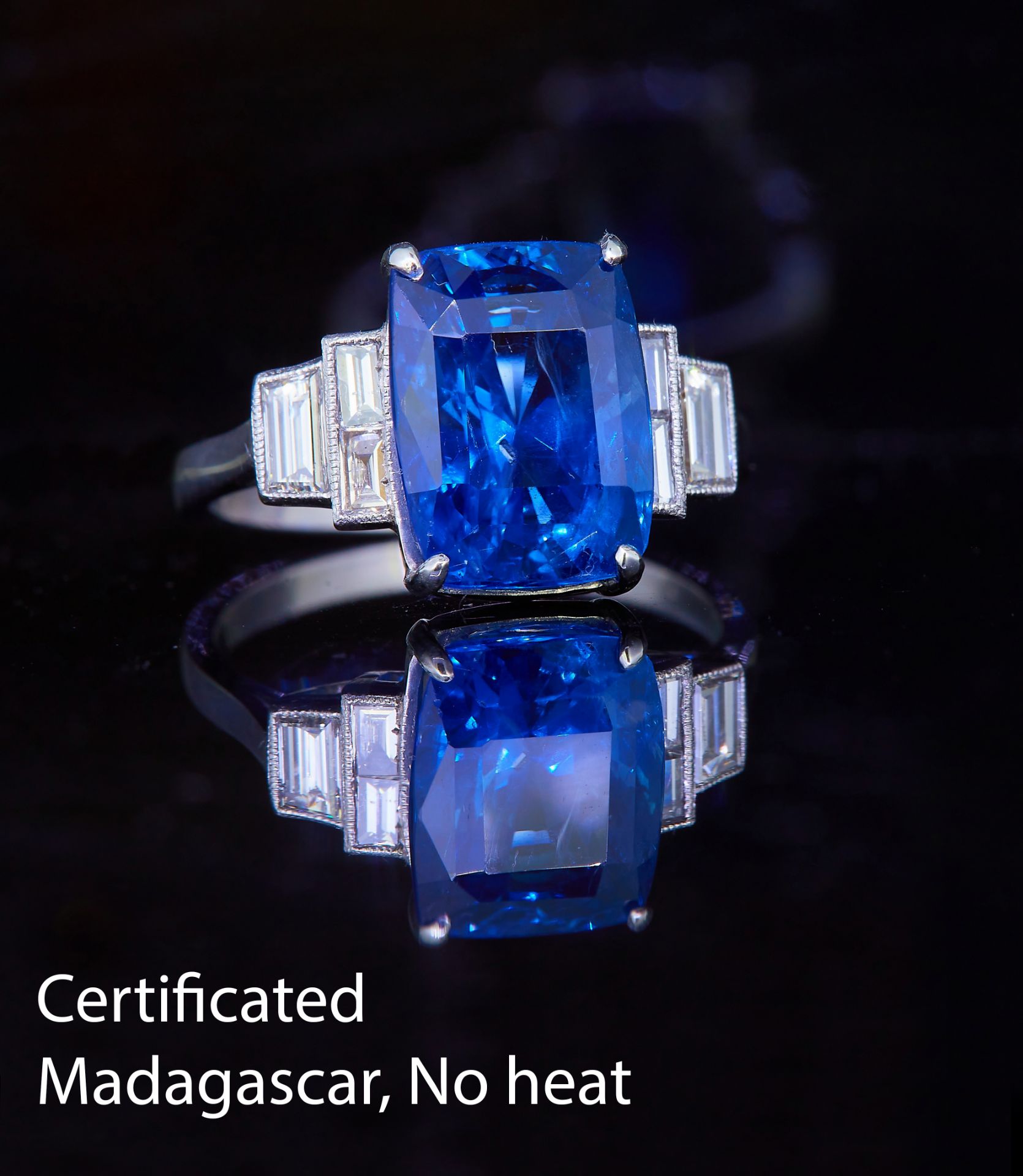 IMPORTANT 8.33 ct. BLUE SAPPHIRE AND DIAMOND RING