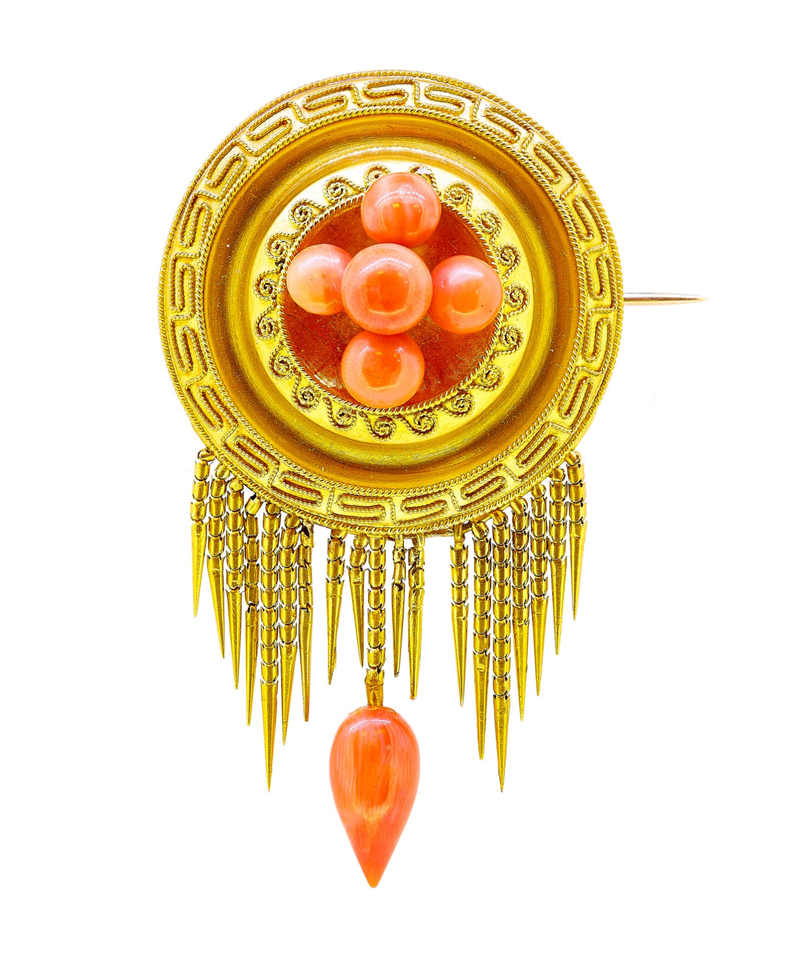 ANTIQUE VICTORIAN CORAL DROP BROOCH