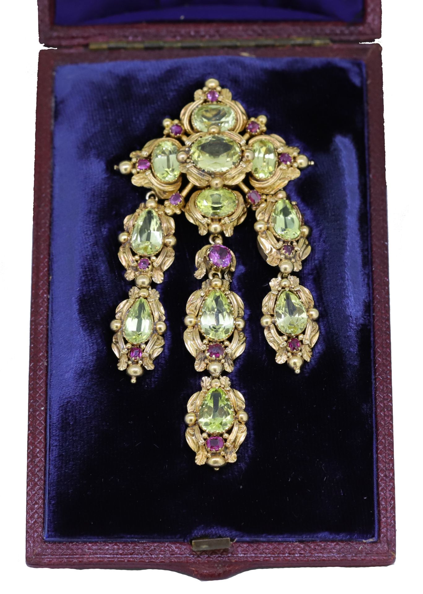 ANTIQUE VICTORIAN CHRYSOBERYL AND RUBY DROP PENDANT - Image 2 of 2