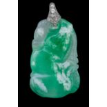 CARVED JADE PENDANT WITH DIAMOND BAIL